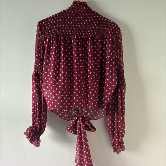 Nicholas - Polka Dot Smocked Sheer Top - 10 - Picture 6 of 12